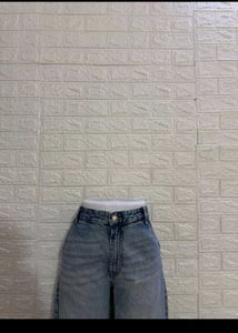 bershka dirt tinted baggy wide leg barrel jeans