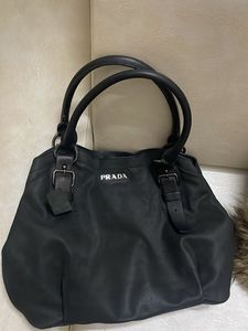 Prada Black Leather Tote Bag