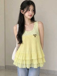Chic Ruffled Yellow Sleeveless Top