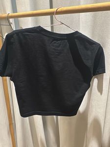 Cute Black Cropped T-Shirt Graphic XS