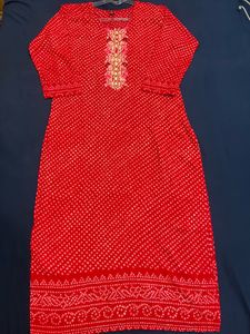 Elegant Red Printed Kurta