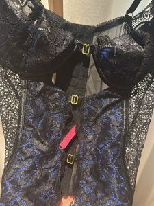 Two-Tone Black &amp; Blue Lace Corset