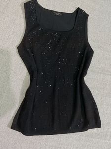 PIERRE CARDIN Sparkly Black Sleeveless Top