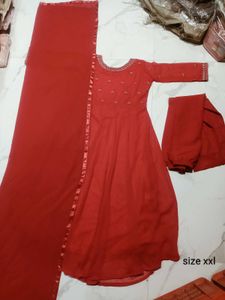 Elegant Red Kurta Set with Dupatta 3pc