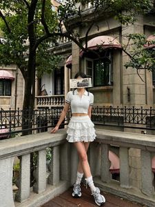 White Ribbed Zip-Up Polo Crop Top