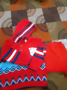 Trendy Red Kids Hooded Sweater