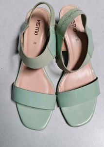 Mint Green Block Heels Sandals