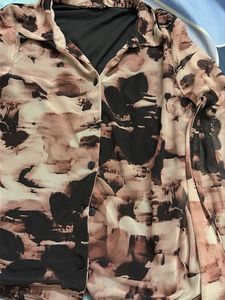 Abstract Print Sheer Button-Down Top