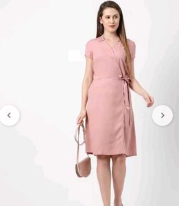 Elegant Pink Wrap Dress