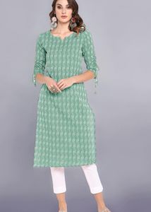 JANASYA Green Kurta (without pants) | Size XS