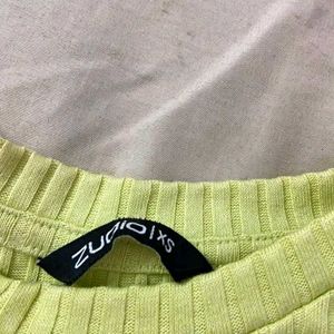 Lime Green Ribbed Crop Top
