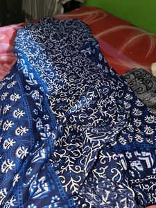Blue &amp; White Patterned Ethnic Skirt