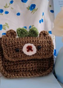 Handmade Crocheted Bear Pouch