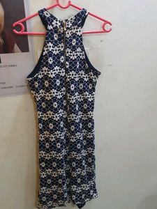 Blue And White Embroidered Halter Neck padded Min