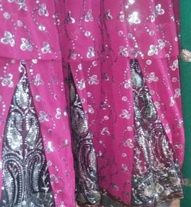 Pink &amp; Silver Embellished Lehenga Choli Set