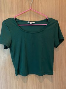 Forest Green Ribbed Cropped Top