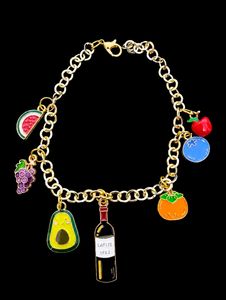 Fruit Charm &amp; Wine Bottle Bracelet 🍇🍷