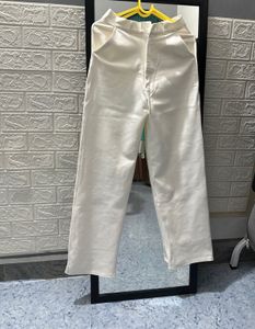white Wide Leg Satin Pants