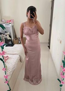 Elegant Pink Satin Maxi Dress