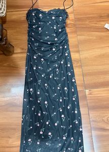 Floral Print Ruched Maxi Dress