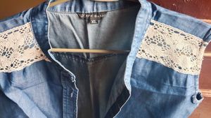 Denim Sleeveless Top with Lace
