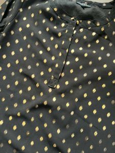 Elegant Black top with Gold Polka Dots