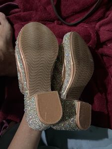 Gold Rhinestone Embellished Party Sandals