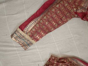 Elegant Maroon &amp; Gold Kurta Set