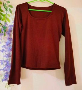 brown Long Sleeve Top