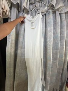 Elegant White Maxi Dress with High Slit