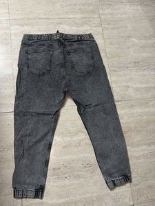Grey Washed Denim Jogger Jeans