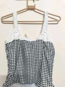 Gingham Print Tie-Front Cami Top
