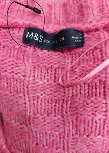 M&amp;S Collection Soft Pink Fuzzy V-Neck Sweater