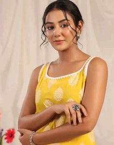 Vibrant Yellow Ethnic Kurta with white la