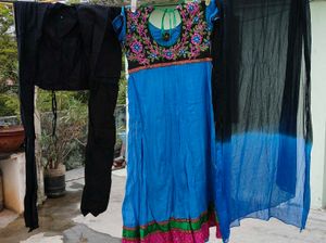 Blue Embroidered Anarkali Dress