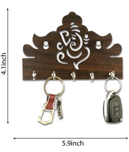 💥 Wooden Key Holder 5 Hooks Pack Of 1