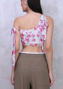 Floral Crop Top with ribbon 🎀