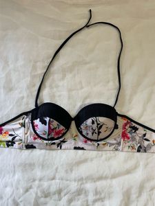 Floral Print Strapless Bikini Top