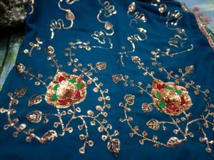 Embroidered Teal Saree