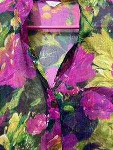 Vibrant Floral Sheer Blouse