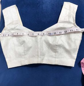 Silver Shimmer Stitched Blouse🤍 Full Margin