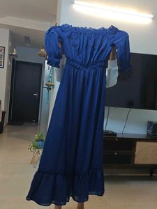 Royal Blue Off-Shoulder Maxi Dress