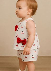 Cherry print top bottom set