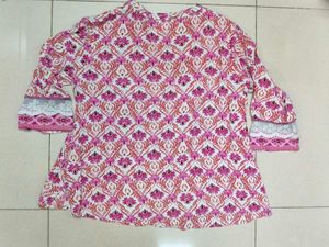 pink shirt lace kurti