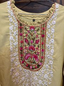 Hand Embroidered Yellow Kurta
