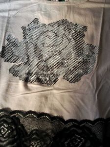 Rose Print Top with Lace Detail