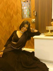 Elegant Brown Velvet Lehenga Choli FUL SET