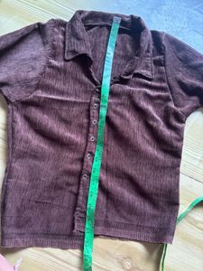 Brown Corduroy Button-Up Top with beautiful skirt