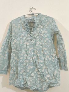 Light Blue Floral Print Tunic Top