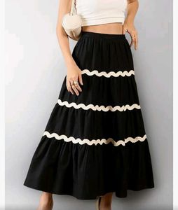 Black Tiered lace Maxi Skirt